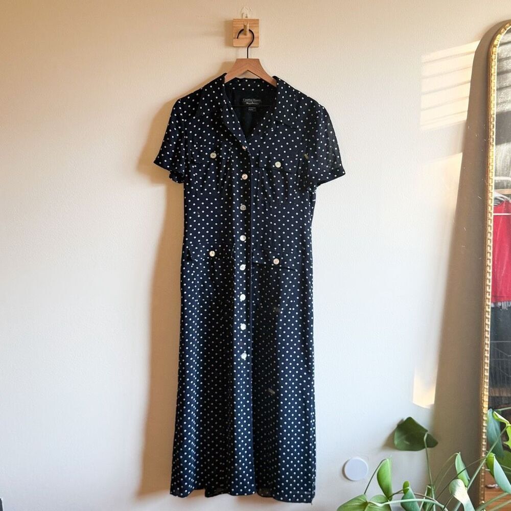 Vintage Cynthia Howie for Maggy Boutique Polka Dot Maxi Dress Size 10